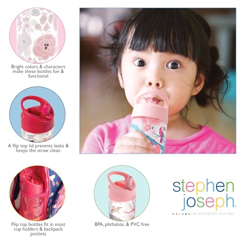Stephen Joseph, Kids Flip Top Water Bottle, 10 Oz Tritan Bpa Free, Water Bottle For Girls & Boys, Back To School Flip Top Bottle