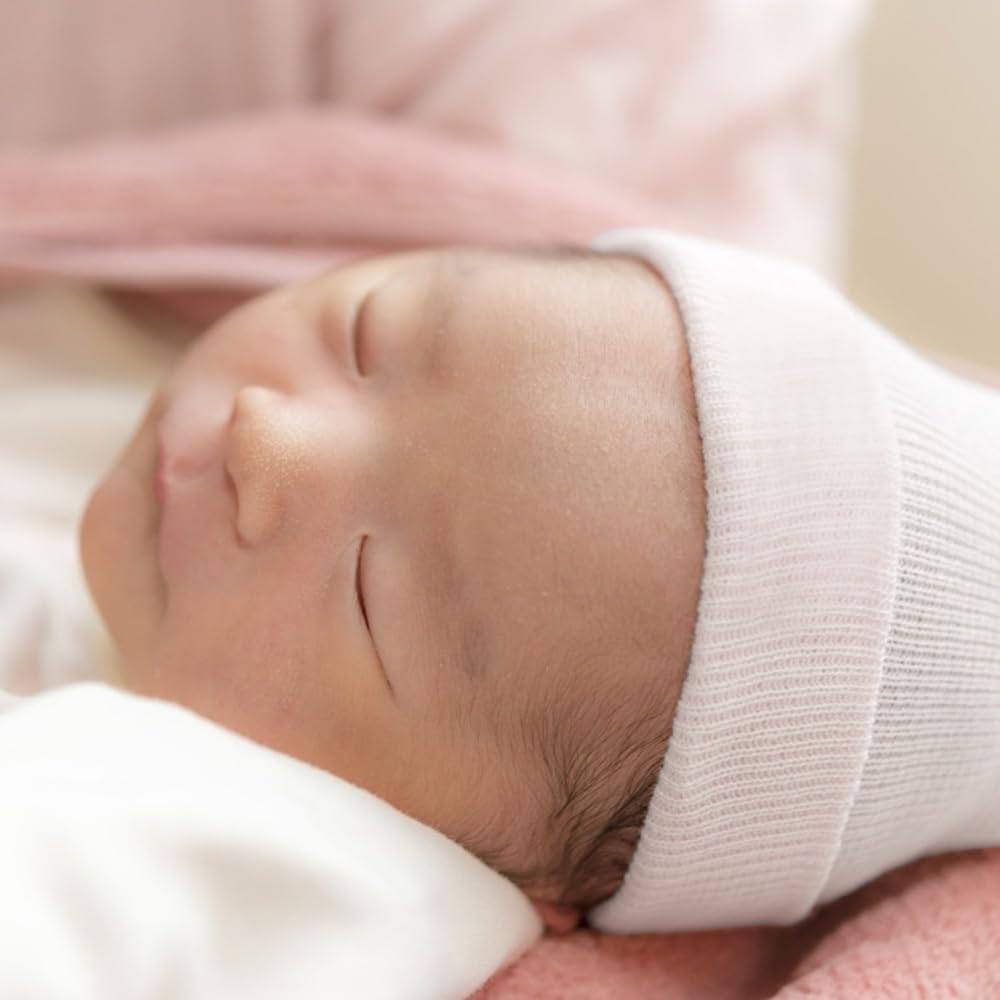 Dreshow Bqubo Newborn Baby Hats Hospital Cotton Hat Premie Baby Stripe Beanie Infant Caps For 0-3 Months