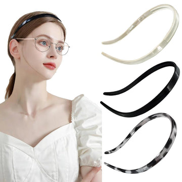 Bikczewin 3Pcs No Pressure Headbands For Glasses Wearers Comfortable No Headache Plastic Teeth Comb Hair Band Non Slip, Fashion