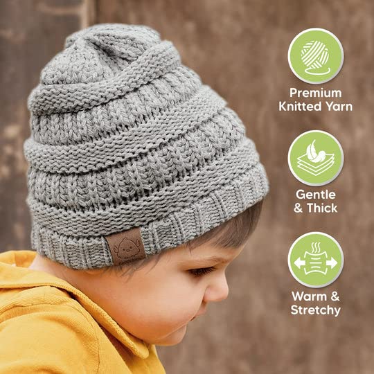 3-Pack Baby Beanies, Baby Hats - Newborn Hats, Baby Boy Hats, Baby Girl Hats For Winter (Sweet Pea)