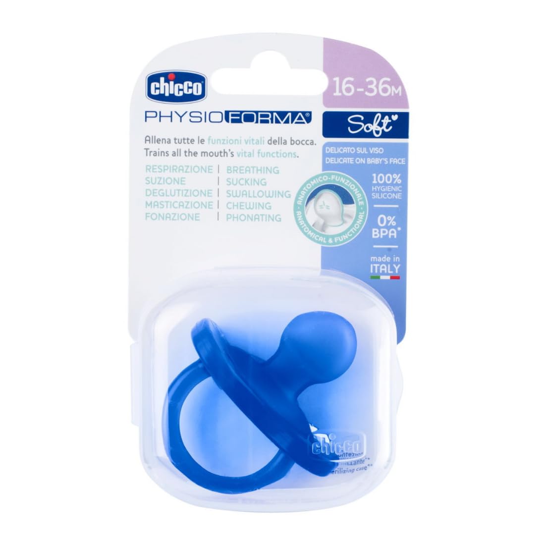 Chicco Physioforma Soother For Babies (1636 Months) | Baby Pacifier With Unique Shape To Support BabyS Breathing | Soft Silico