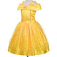 Dressy Daisy Toddler Girls Princess Dress Up Costume Gold Yellow Ball Gown Fancy Halloween Xmas Birthday Party Carnival Size 4T