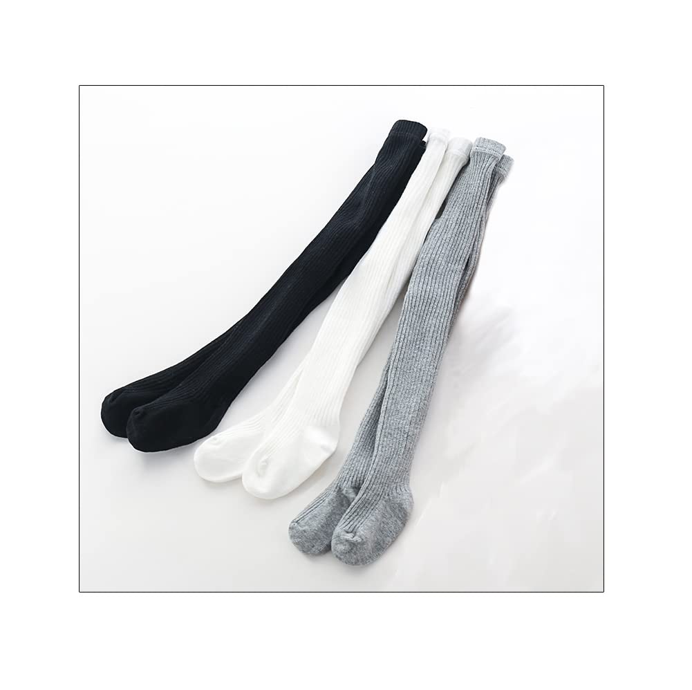 Cecorc Girls Tights - Thick Toddlers Girl Leggings -Dance Socks-Seamless Cable Knit Cotton Stockings - Infants Pantyhose 3 Pack,