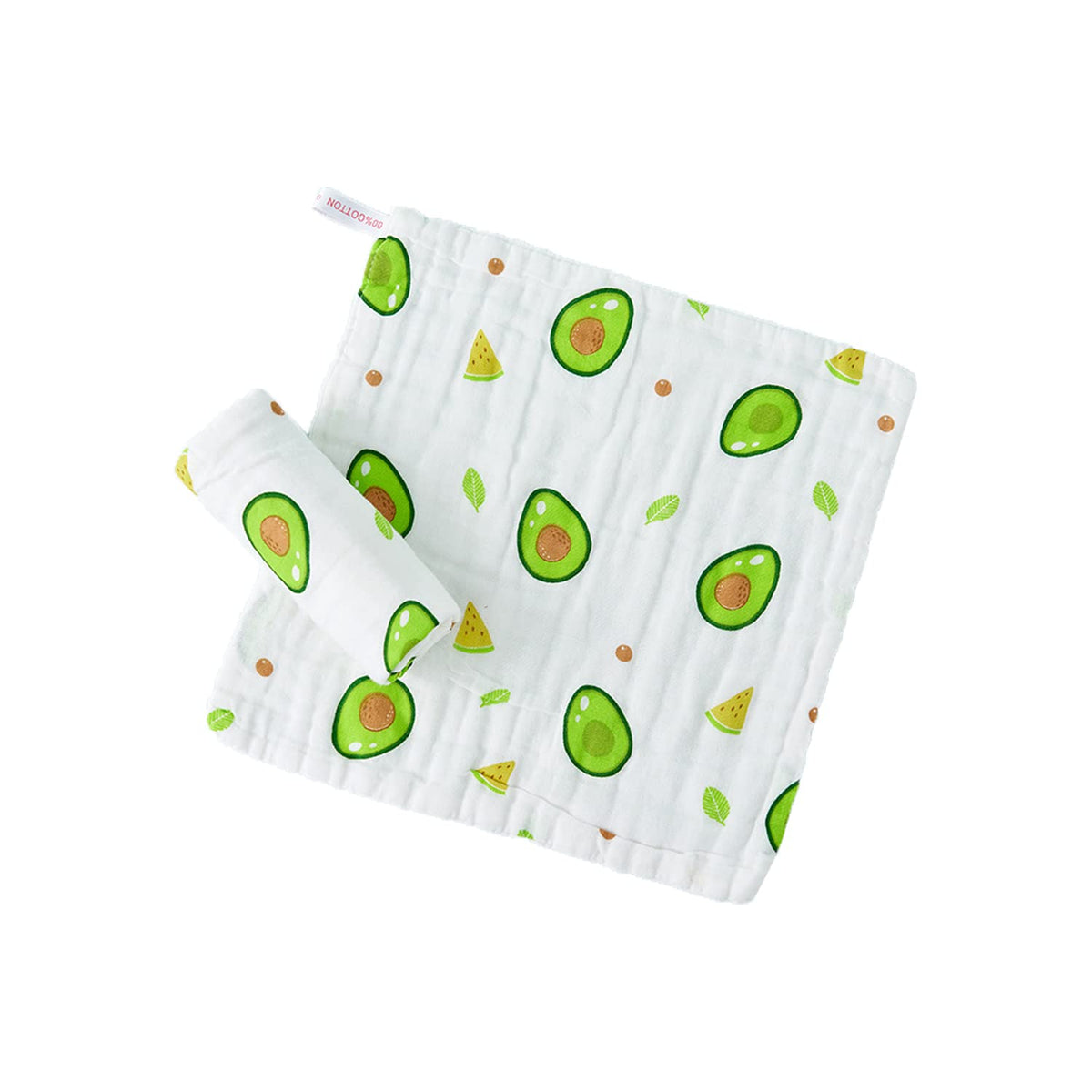 Syga Baby Napkin Muslin Cotton Face Towel Soft Swaddle Flannel Baby Printed Napkin For Infants Toddlers (Avocado, 25 X 25 Cm)