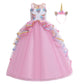 Fmyfwy Unicorn Costume For Girls Birthday Pageant Party Dress Halloween Christmas Sleeveless Long Tulle Ball Gown W/Headband Pin