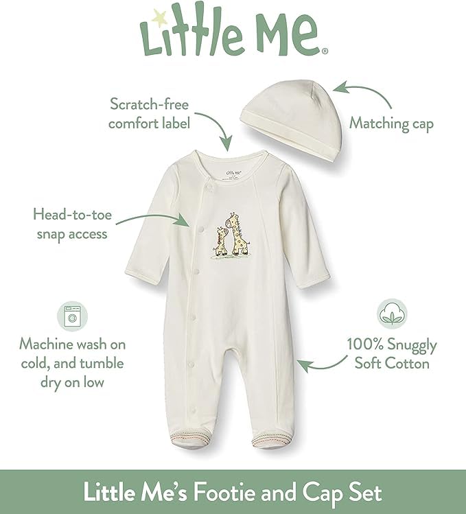 Little Me Clothes For Baby Boys' 2-Piece 100% Cotton Sailboat Footie Sleeper And Cap Set, 6 Months