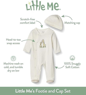 Little Me Clothes For Baby Boys' 2-Piece 100% Cotton Sailboat Footie Sleeper And Cap Set, 6 Months