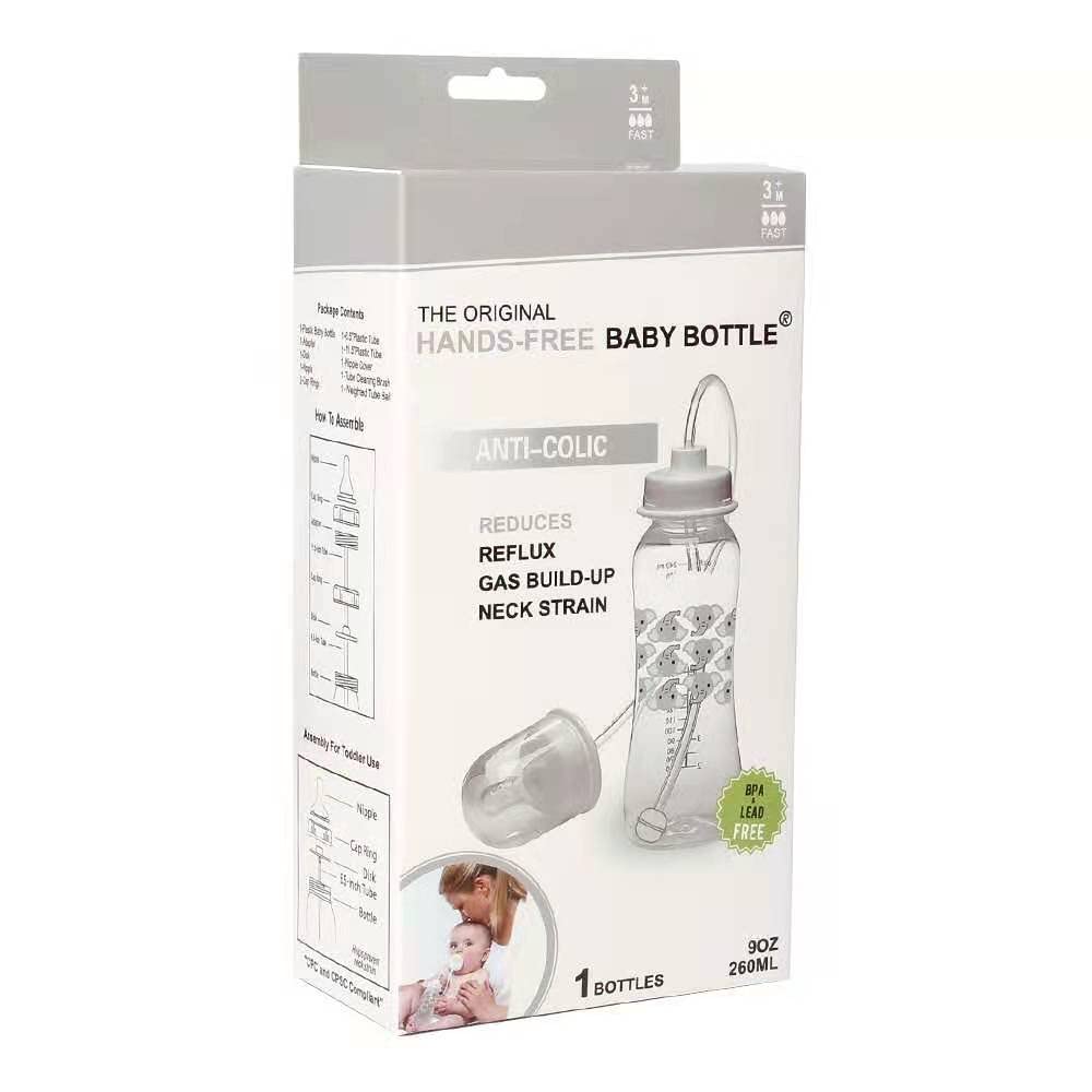 Hands-Free Baby Bottle - Anti-Colic Self Feeding Baby Bottle System 9 Oz (1 Pack - Elephant)