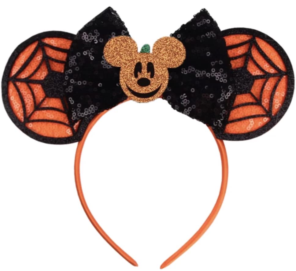 Clgift Halloween Minnie Ears,Pick Your Color, Orange Minnie Ears, Silver Gold Blue Minnie Ears, Rainbow Sparkle Mouse Ears,Class