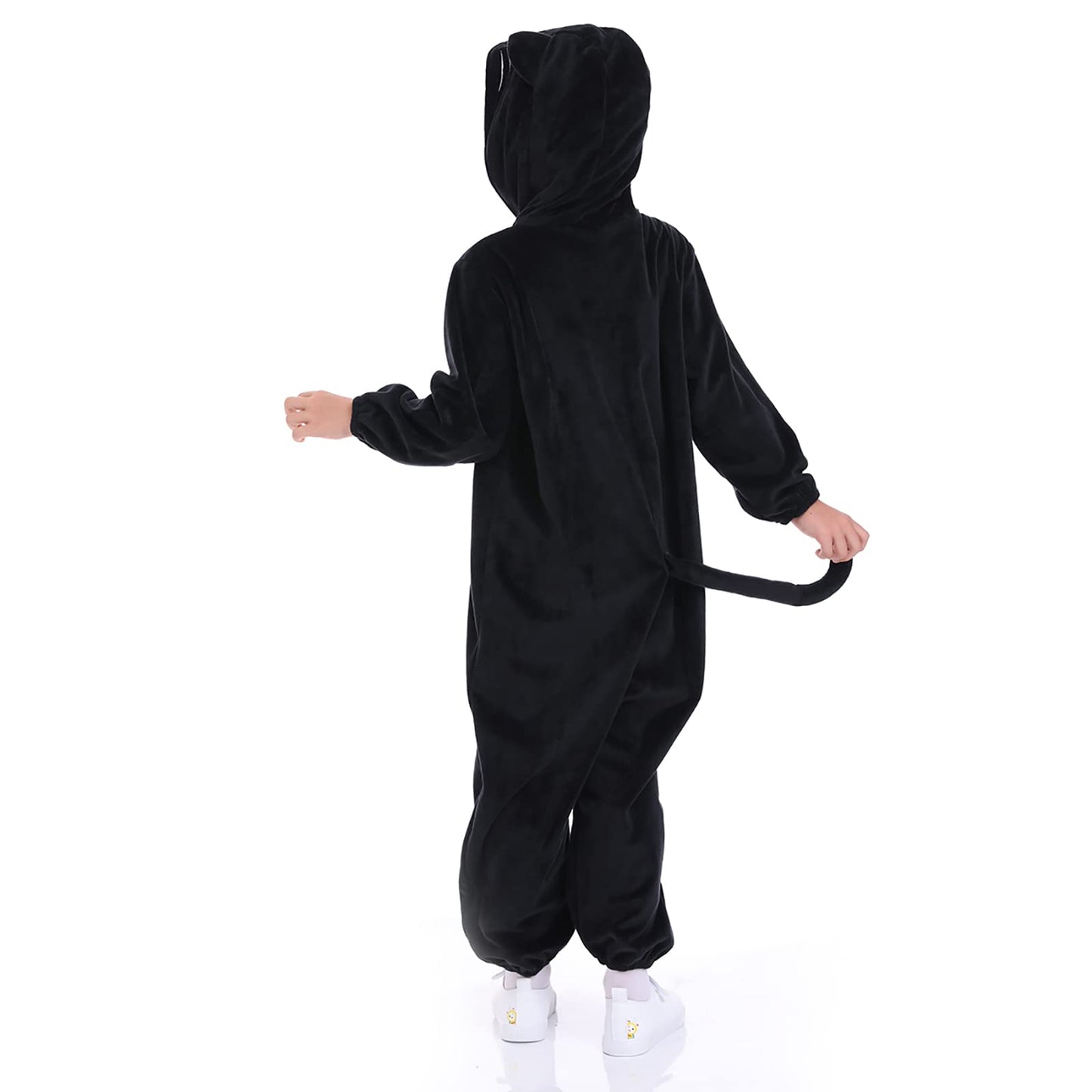 Funivals Animals Kitty Cosplay Costume Unisex Kids, Plush Black Cat Jumpsuit Pajamas Child For Halloween Christmas Party (M(For