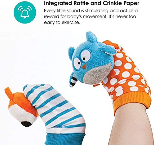 bblv - Do - Foot Finders - Fun and colorful baby developmental socks with rattle (Fox and Owl)