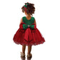 Little Girls Christmas Embroidery Lace Dresses Infant Easter Halloween Wedding Formal Event Dress(Red Green,120) 5-6 Years