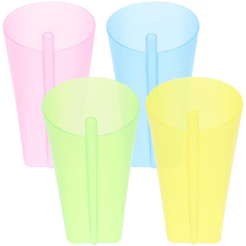 Toddmomy Set of 4 Multi-functional Straw Cups: Versatile Beverage Containers for Outdoor Parties, Camping, and Everyday Use