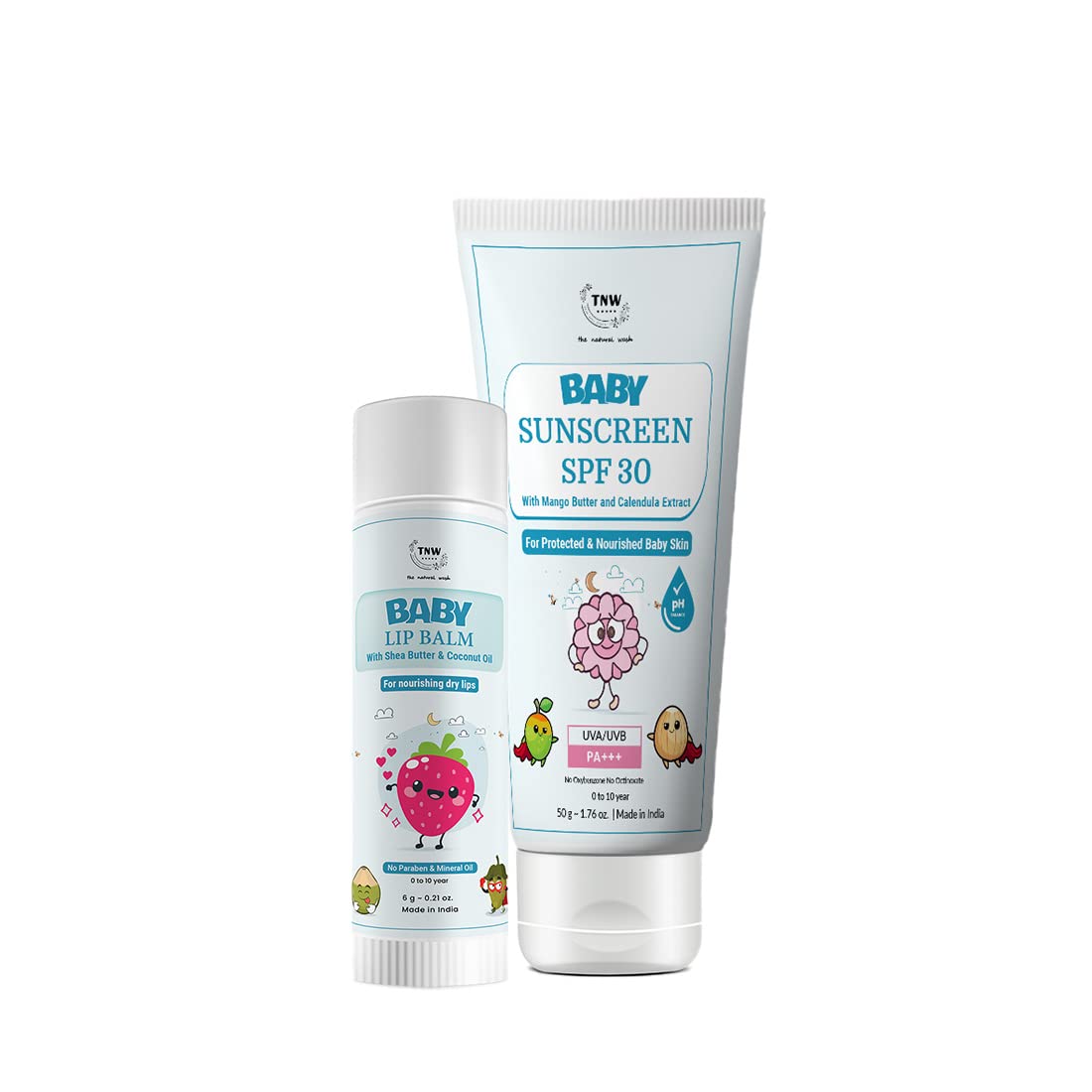 TnwThe Natural Wash Baby Lip Balm & Baby Sunscreen Spf 30 Cream | Protected Skin & Lips | Toxin Free Products For Sensitive Sk