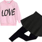 Ddsol Toddler Little Girl Clothes Set Valentine Day Outfit Pink Love Heart Long Sleeve Sweatshirt Top And Pant With Legging Skir