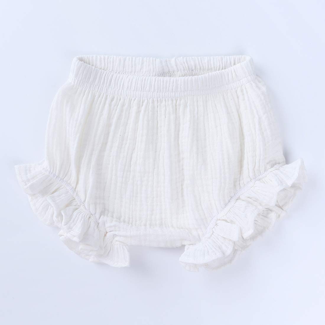 Zfttzymx 3-Pack Baby Girls Ruffle Bloomer Shorts Toddler Cute Cotton Linen Panty Diaper Covers 12-18 Months