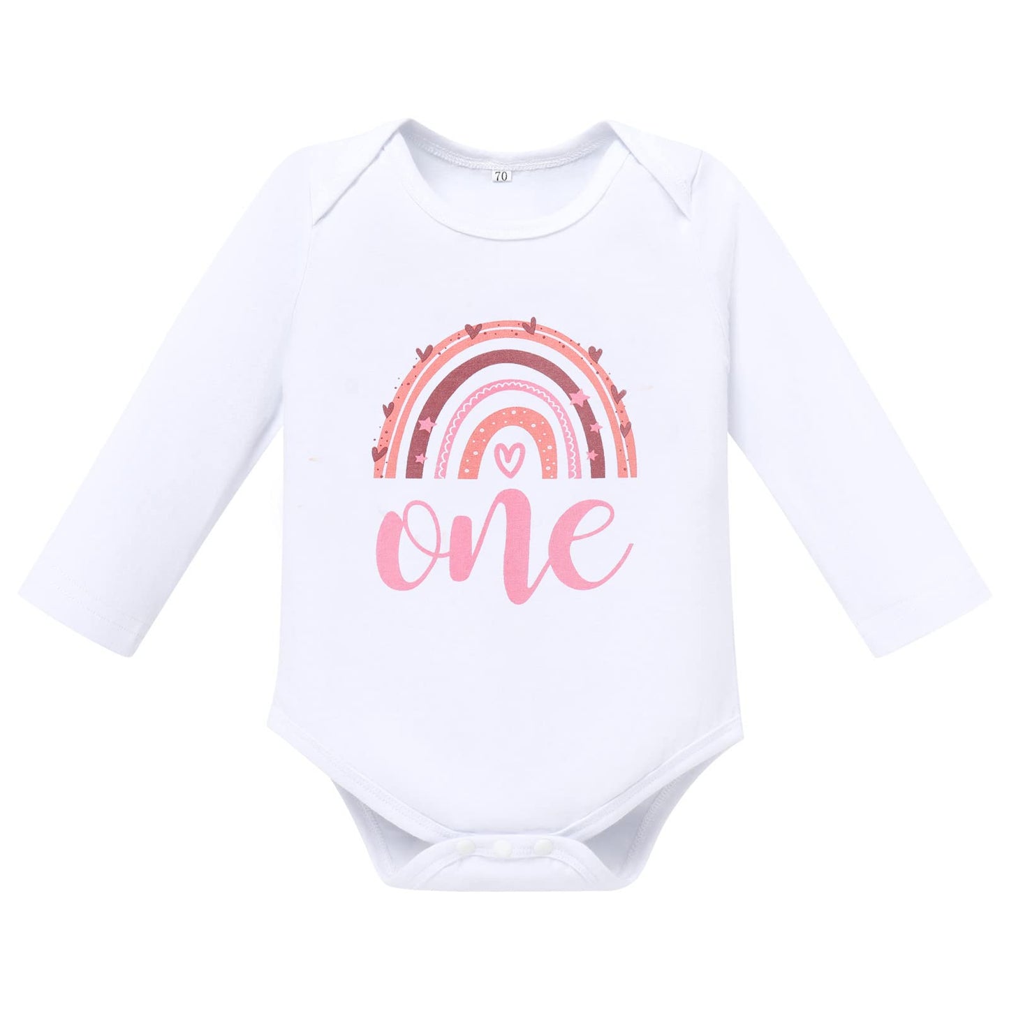 Ibtom Castle First Birthday Girl Outfit Boho Rainbow One Long Sleeve Romper Tutu Skirt Crown Headband Set 1St Birthday Dress Fal