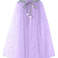 Mesh Cape Cloak Big Girls Lace-Up Matching Birthday Princess Cape Princess Cloak Fancy Costume Party Cosplay Tulle Sparkly Hallo