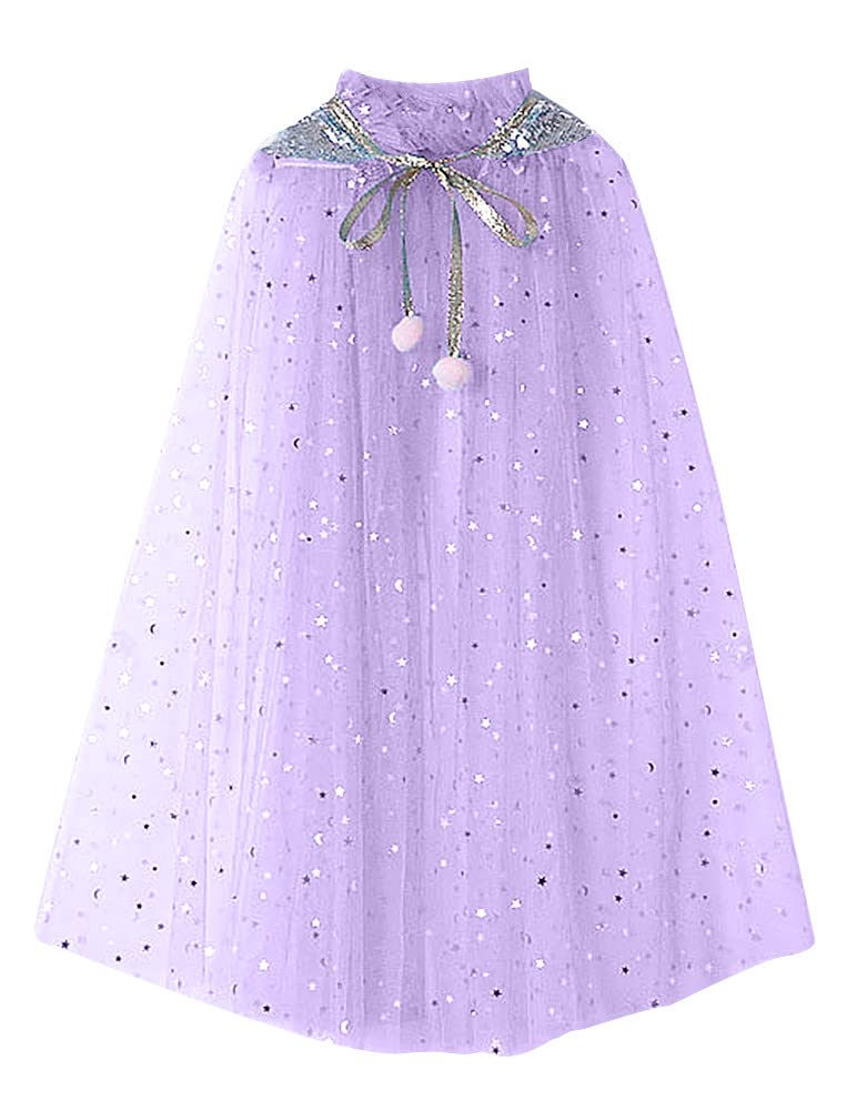 Mesh Cape Cloak Big Girls Lace-Up Matching Birthday Princess Cape Princess Cloak Fancy Costume Party Cosplay Tulle Sparkly Hallo