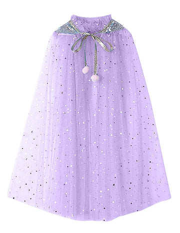 Mesh Cape Cloak Big Girls Lace-Up Matching Birthday Princess Cape Princess Cloak Fancy Costume Party Cosplay Tulle Sparkly Hallo