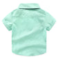Baby Boy Summer Cotton Gentleman Short Sleeve Bowtie Romper Suspenders Shorts Outfit Set Style2 Green 90