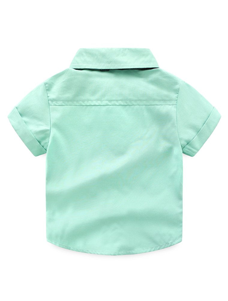 Baby Boy Summer Cotton Gentleman Short Sleeve Bowtie Romper Suspenders Shorts Outfit Set Style2 Green 90