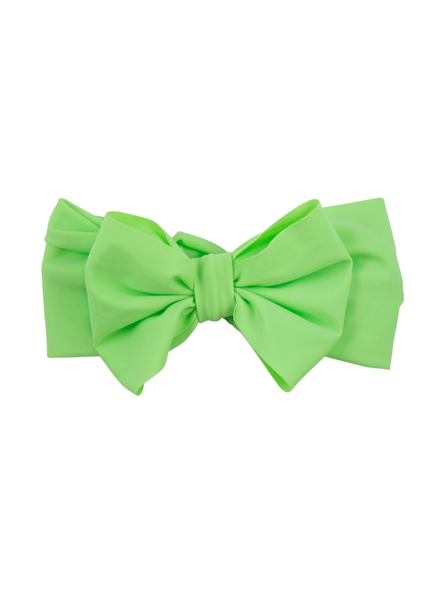 RuffleButts Girls Swim Bow Headband - Neon Honeydew, One Size