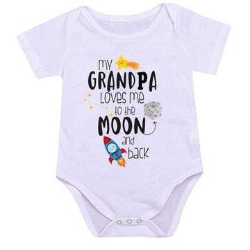 Jyhope My Grandpa Loves Me Jumpsuit Newborn Infant Funny Letter Print Romper(3-6Months,White)