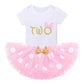 Toddler Baby Girl Second 2Nd Birthday Cake Smash Outfit Infant Girl 1St Birthday Romper Tutu Skirt 3D Ear Mouse Headband Clothes