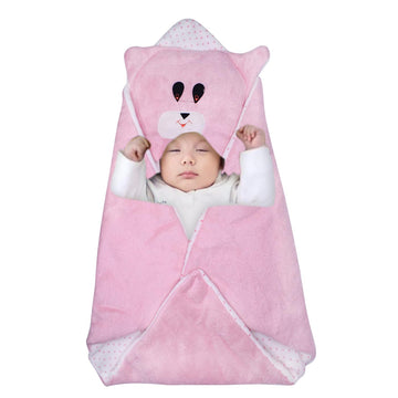 KAVIN New Born Soft and Warm Baby Blanket | Hooded Swaddle Blanket Wrap for Infants 06 Months Babies 1 Pcs (Light Pink Color)