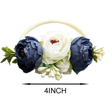 Bgfks Baby Girl Tutu Dress Elegant Lace Pom Pom Flutter Sleeve With Flower Headband Set(Navy,3T)