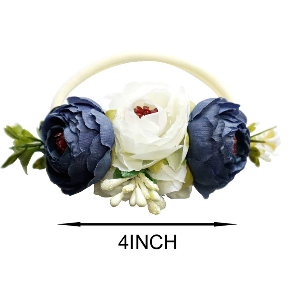 Bgfks Baby Girl Tutu Dress Elegant Lace Pom Pom Flutter Sleeve With Flower Headband Set(Navy,2T)