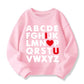 Xfsjgna Valentines Day Sweatshirts Kids 7T Toddler Boys Girls Valentine'S Abc I Love U Heart Graphic Shirt Long Sleeve Tops Pink