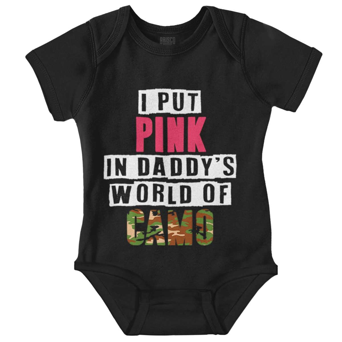 Brisco Brands Pink In DaddyS World Of Camo Hunter Baby Bodysuit Jumper Girls, Black, Newborn