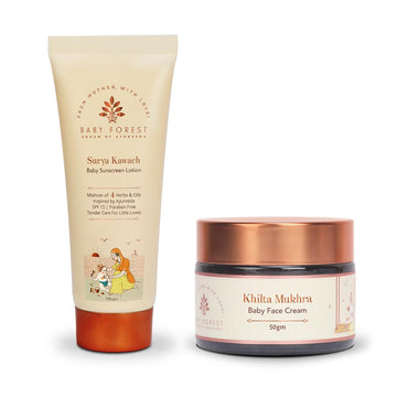 Baby Forest Surya Kawach Baby Sunscreen Lotion Spf 15, Paraben Free, 100 Gm With Khilta Mukhra Baby Face Cream 50 Gm
