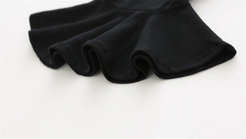Csbks Toddler Baby Girls Long Sleeve Cotton Dress Solid Ruffle Tops 3T Black