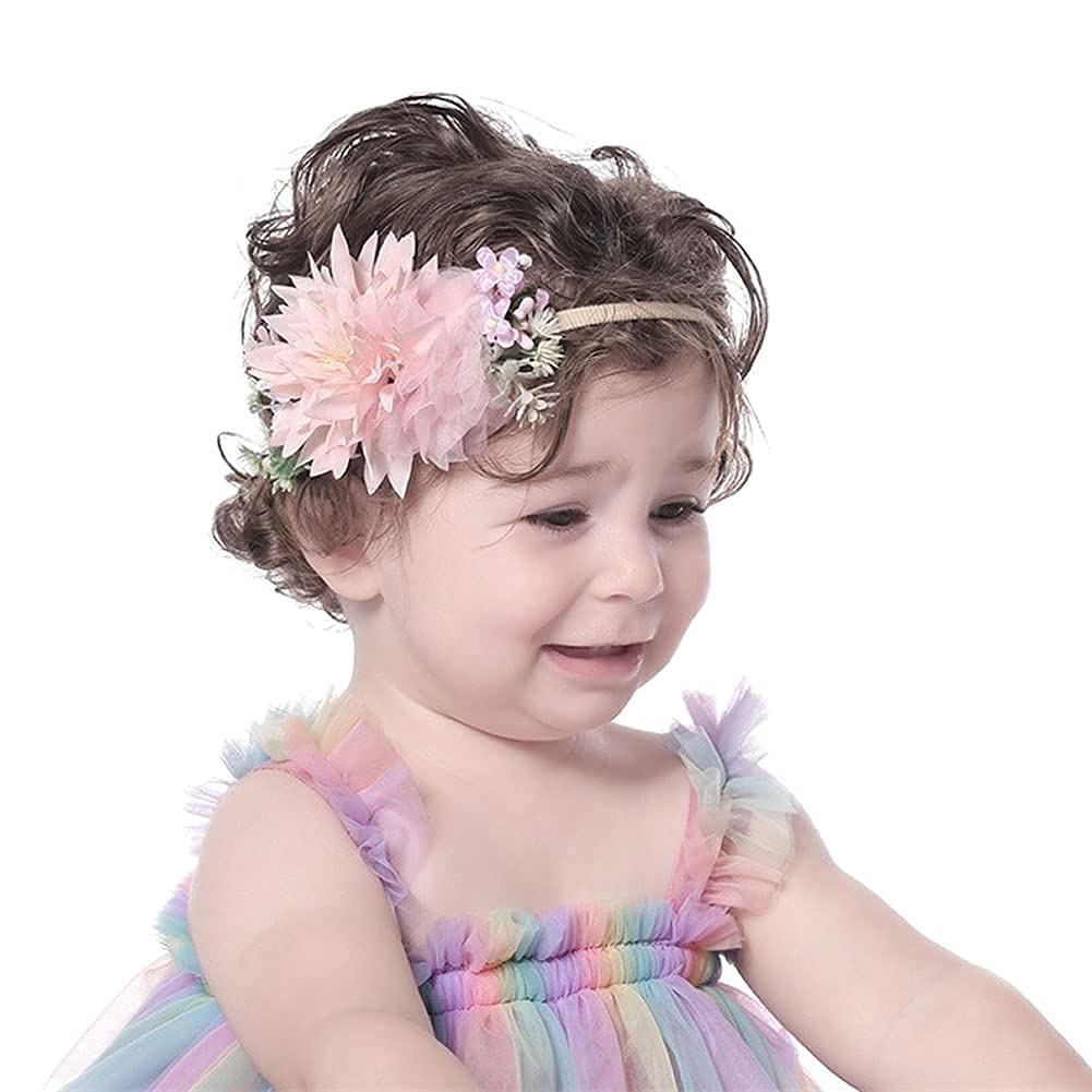 Cinaci 6 Pack Delicate Floral Rose Daisy Flower Super Stretchy Soft Nylon Headbands Hair Bands Accessories For Baby Girls Newbor