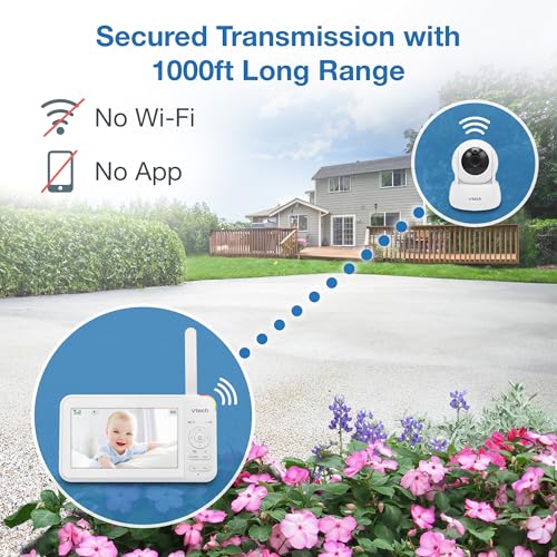 VTech Video Baby Monitor with 5 LCD Screen, Up to 17Hrs Video & 31Hrs Audio Battery Life, Night Vision, 1000ft Range, Pan-Tilt-Z