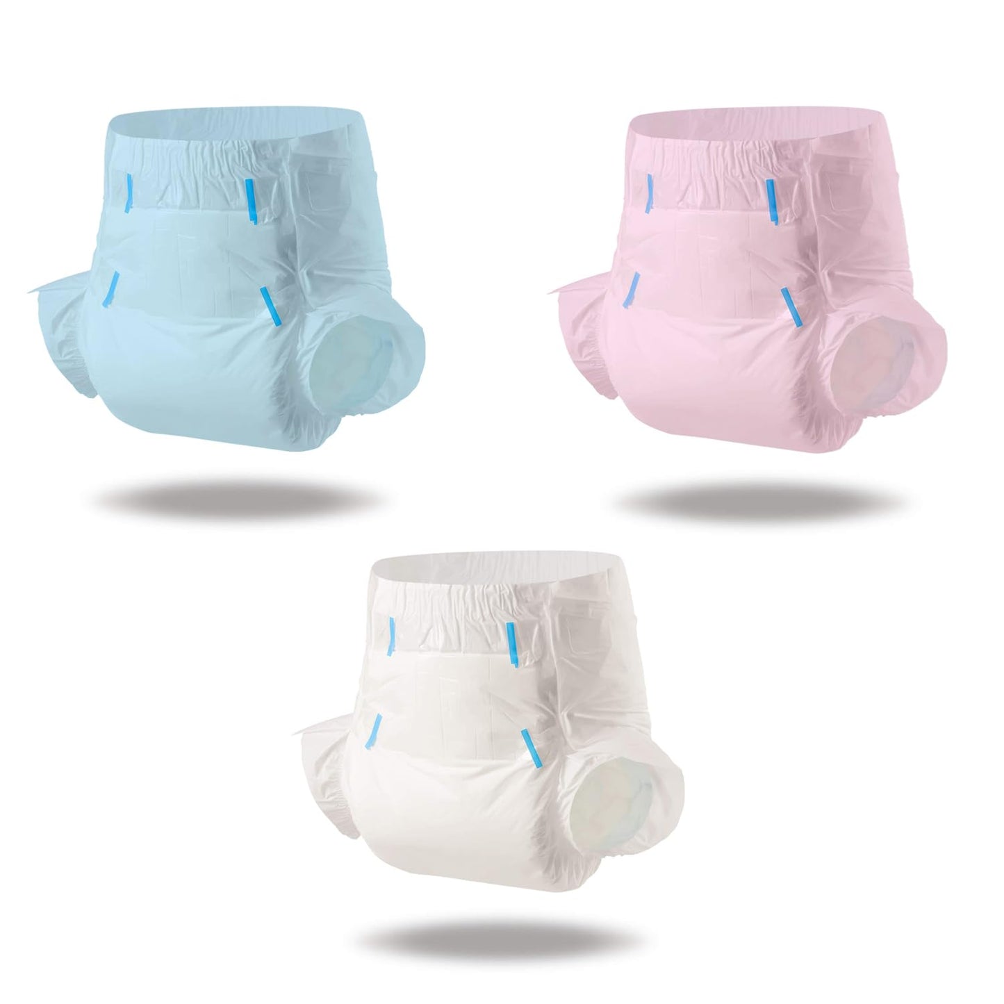 Cutieplusu Adult Diapers Heavy Absorption Dry Surface Disposable Adult Diaper All Night-Blue,Pink,White 3 Pieces (Medium 28'-38
