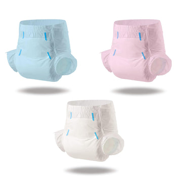 Cutieplusu Adult Diapers Heavy Absorption Dry Surface Disposable Adult Diaper All Night-Blue,Pink,White 3 Pieces (Medium 28'-38