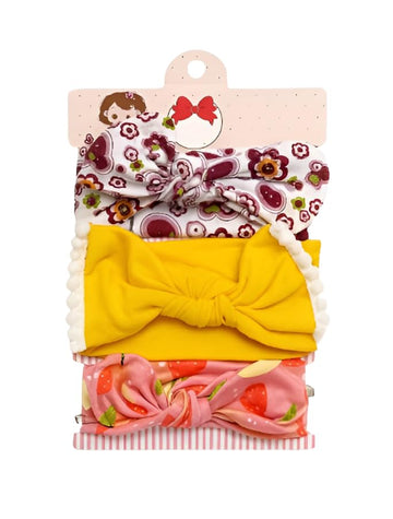 Baby Station Baby Girl Headbands Set Of 3 | Soft & Stretchable Floral Hairbands | Cute & Comfortable Head Wraps For Newborns & I