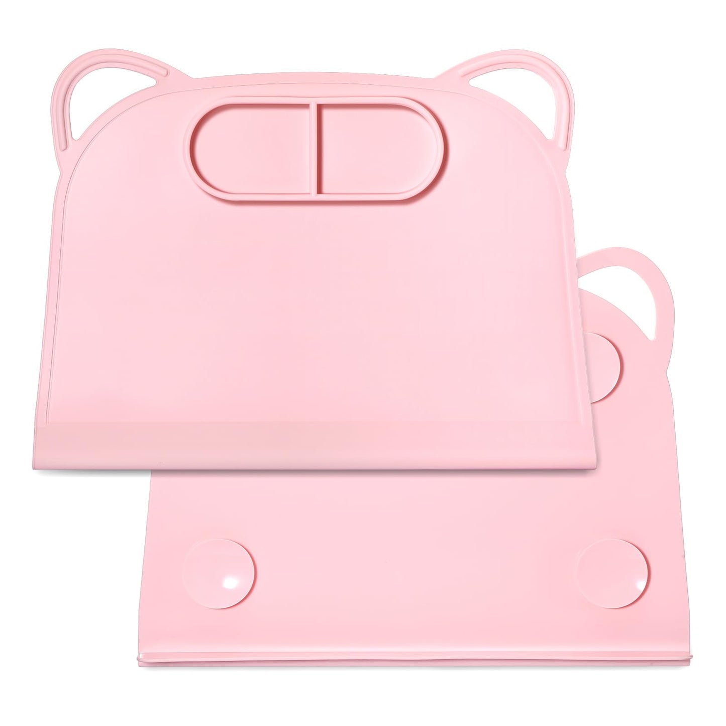 Domensi 1 Pack Silicone Suction Placemat with Teething Edge Bumper/Spill for Baby Toddlers Kids with Storage Bag, Non-Slip Dinni