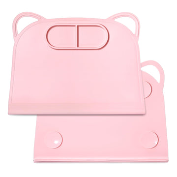 Domensi 1 Pack Silicone Suction Placemat with Teething Edge Bumper/Spill for Baby Toddlers Kids with Storage Bag, Non-Slip Dinni