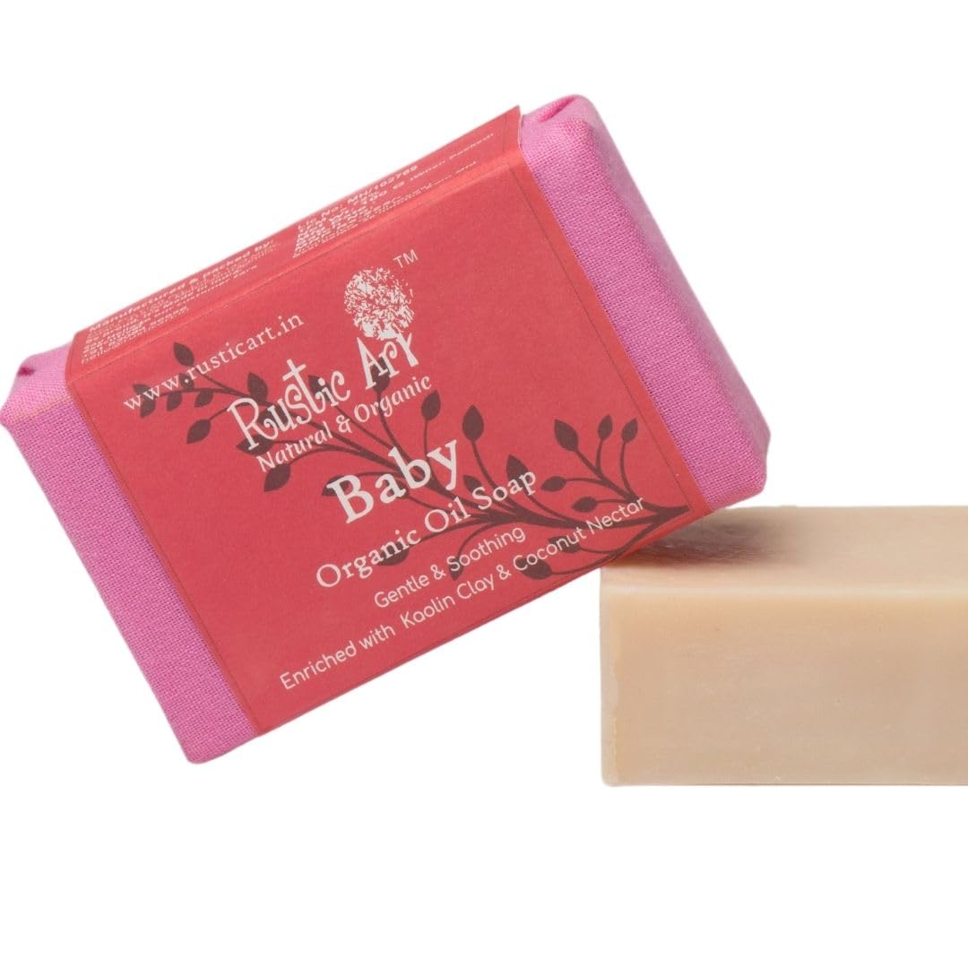 Rustic Art Baby Organic Soap | ColdProcessed Handmade | Coconut Nectar, Aloe & Coconut Milk For Delicate Skin | Vegan, Natural 