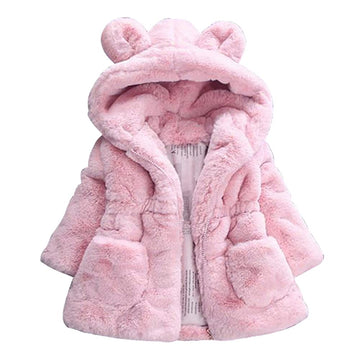 Rjxdlt Baby Girl'S Toddler Kids Fall Winter Coat Jacket Outwear Ear Hoodie Sweatshirt 90 (12-18M) Pink 232