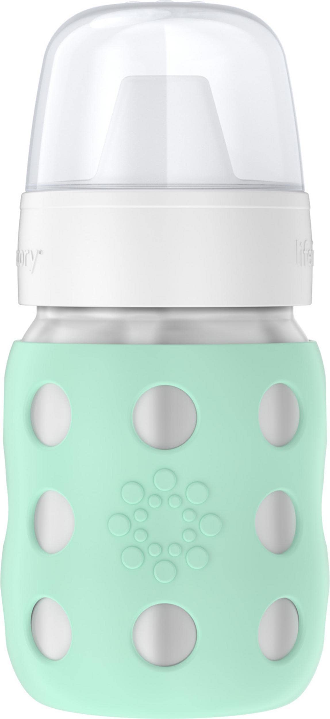 Lifefactory 8-Ounce Stainless-Steel Vacuum-Insulated Wide-Neck Baby Bottle With Hard Sippy, Mint (Ls2221Wmi4)