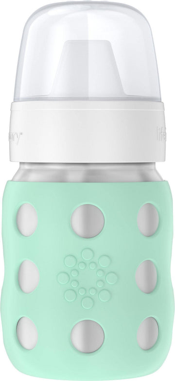 Lifefactory 8-Ounce Stainless-Steel Vacuum-Insulated Wide-Neck Baby Bottle With Hard Sippy, Mint (Ls2221Wmi4)