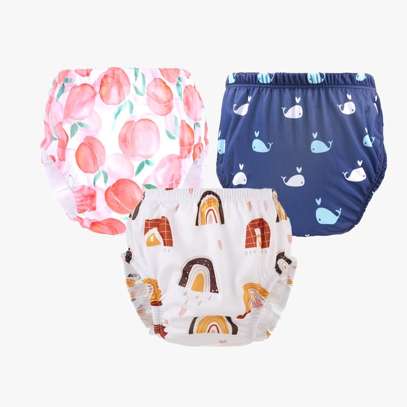 Teeny Weeny Reusable Adjustable Swim Diaper Combo  Pack Of 3 Printed Underpants For Infant Boys & Girls | L | Color 23