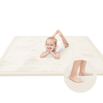 Baby Play Mat for Floor,1.3 Thick Elasti-Foam 50x50 Playpen Mat for Toddlers Infant Kids,Water-Repellent Soft Coral Velvet for T