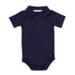 Teach Leanbh Baby Boys Pure Color Cotton Short Long Sleeve Polo Bodysuit 3-24 Months (Navy, 9 Months)